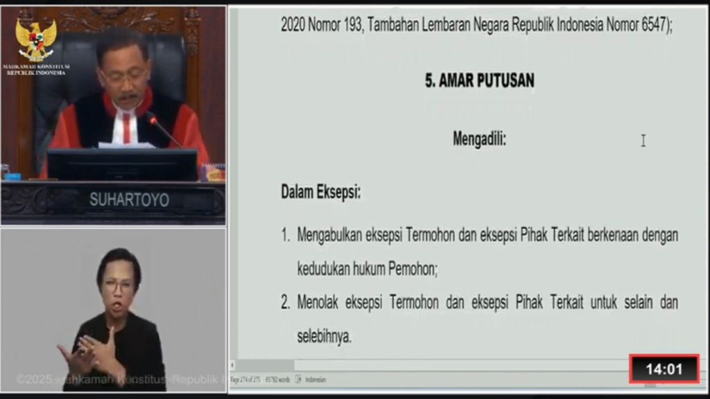 MK Tolak Gugatan Sengketa PSU Banjarbaru: Selisih Suara Tidak Penuhi Ambang Batas