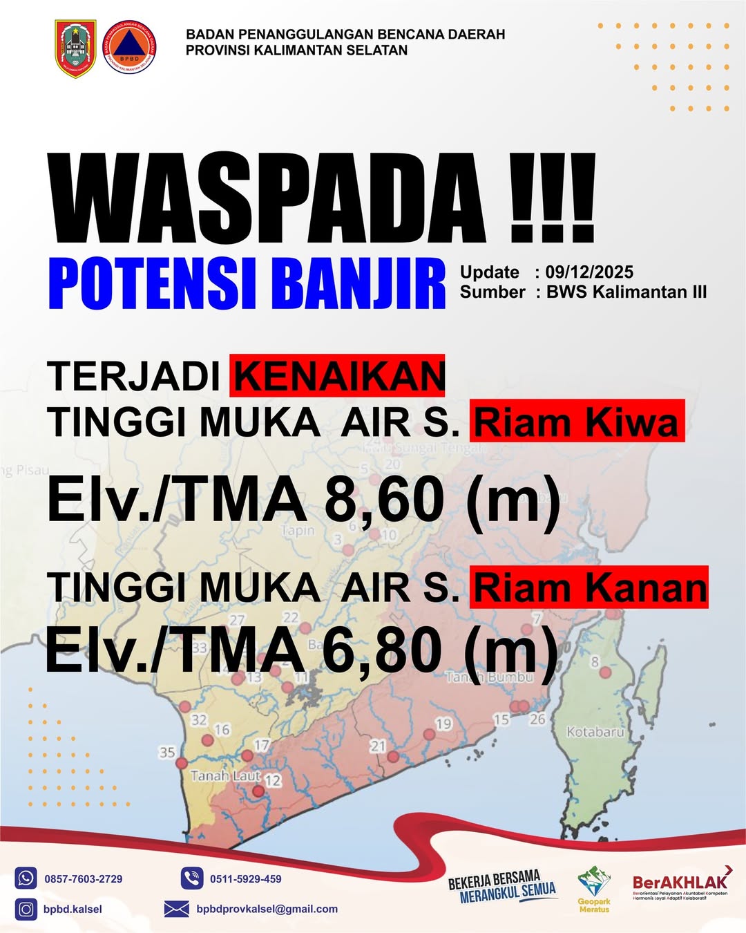 TMA Sungai Kalsel Naik, BPBD Imbau Warga Tingkatkan Kewaspadaan Banjir TMA Sungai Kalsel Naik, BPBD Imbau Warga Tingkatkan Kewaspadaan Banjir