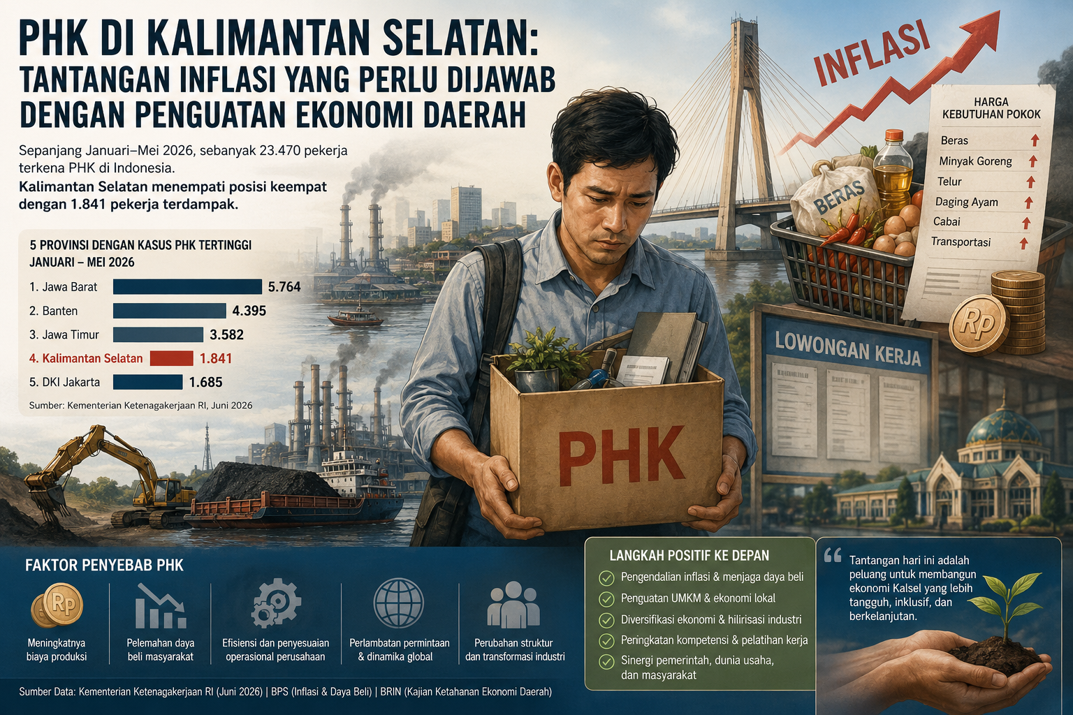 PHK – Inflasi di Kalimantan Selatan: Menjaga Optimisme dengan Penguatan Ekonomi Daerah PHK – Inflasi di Kalimantan Selatan: Menjaga Optimisme dengan Penguatan Ekonomi Daerah
