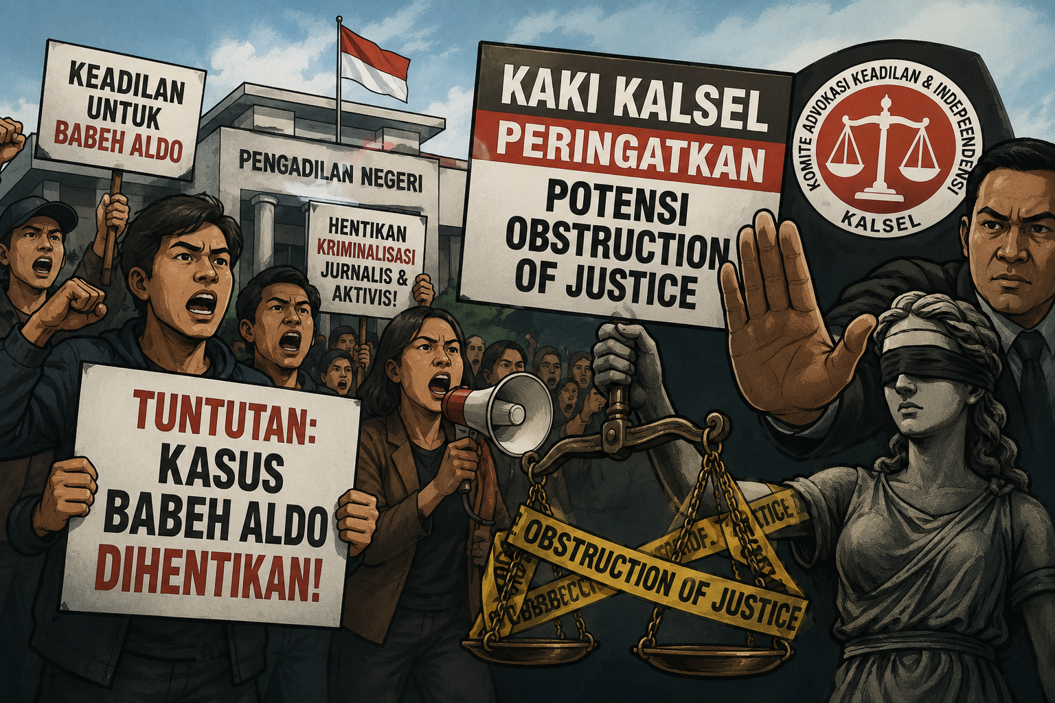 Massa Tuntut Kasus Babeh Aldo Dihentikan, KAKI Kalsel Peringatkan Potensi Obstruction of Justice Massa Tuntut Kasus Babeh Aldo Dihentikan, KAKI Kalsel Peringatkan Potensi Obstruction of Justice