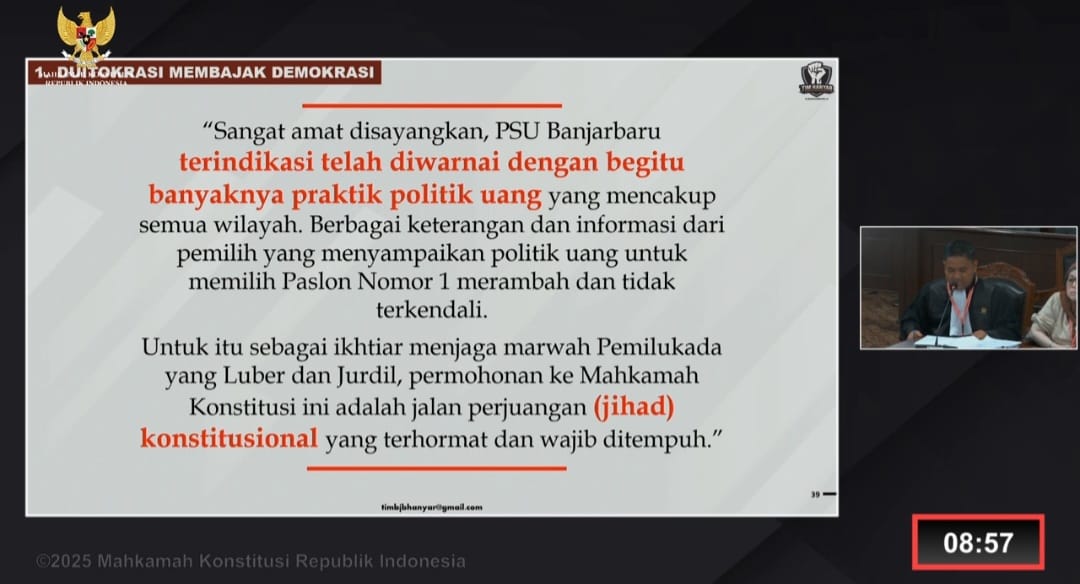 Sidang PHPU Pasca PSU Banjarbaru Kembali Bergulir di MK